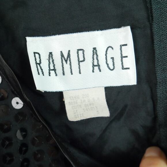Rampage Size 5 Mini Dress Black Sequin Sheath Vintage 90s Hoco Going Out Formal - Picture 4 of 9